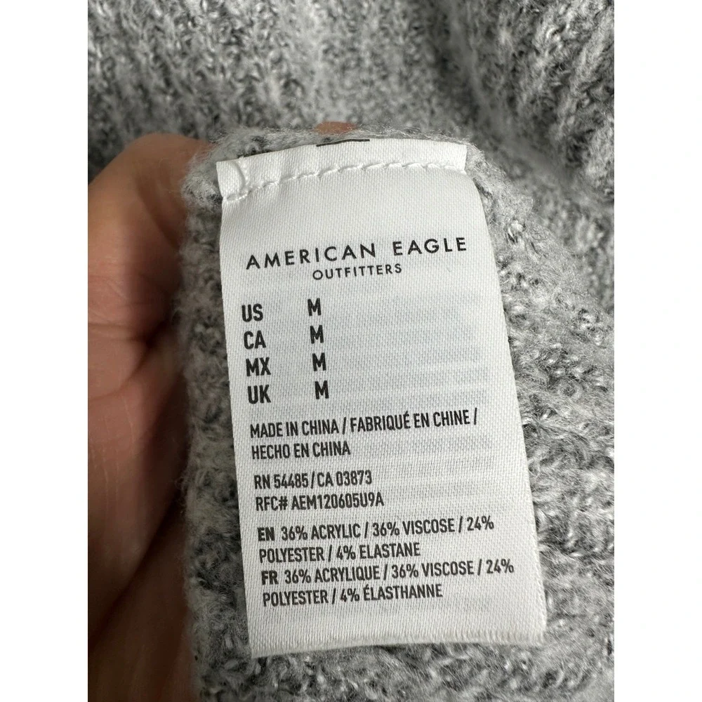 American Eagle Women's Gray Knit Sweater‎ Crew Neck Long Sleeve Casual Size Med - Picture 5 of 9